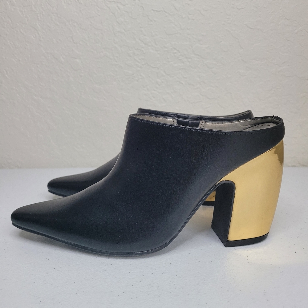 Worthington Nelda Black Leather Heeled Mules